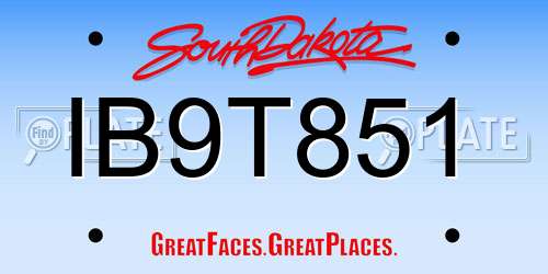 IB9T851 South Dakota License Plate