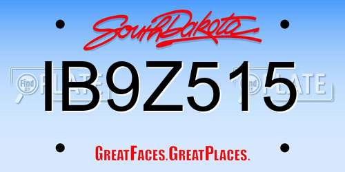 IB9Z515 South Dakota License Plate