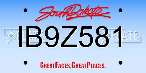 IB9Z581 South Dakota License Plate