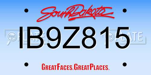 IB9Z815 South Dakota License Plate