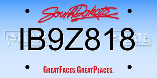 IB9Z818 South Dakota License Plate