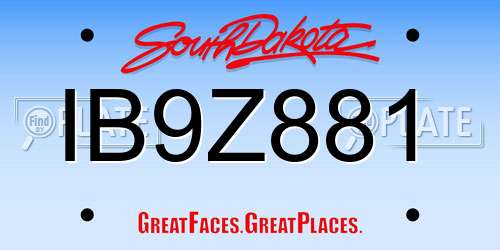 IB9Z881 South Dakota License Plate