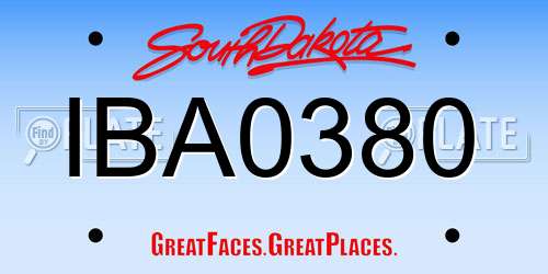 IBA0380 South Dakota License Plate