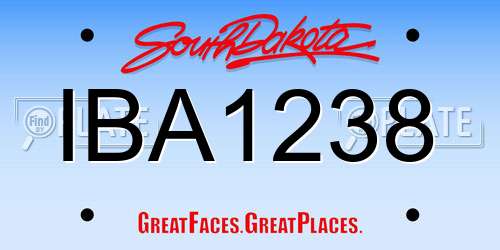 IBA1238 South Dakota License Plate