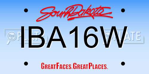 IBA16W South Dakota License Plate