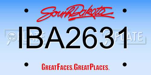 IBA2631 South Dakota License Plate