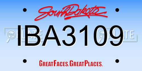 IBA3109 South Dakota License Plate