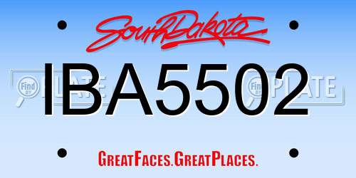 IBA5502 South Dakota License Plate