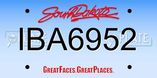 IBA6952 South Dakota License Plate