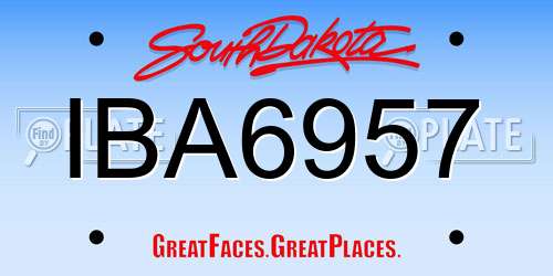 IBA6957 South Dakota License Plate