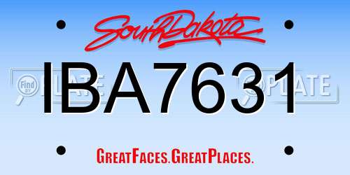 IBA7631 South Dakota License Plate