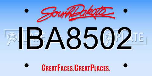 IBA8502 South Dakota License Plate