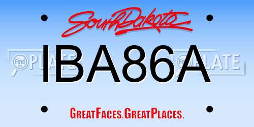 IBA86A South Dakota License Plate