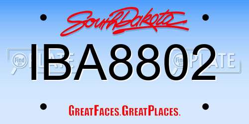 IBA8802 South Dakota License Plate
