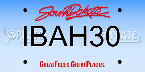 IBAH30 South Dakota License Plate