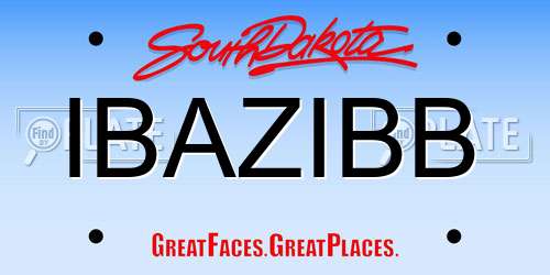 IBAZIBB South Dakota License Plate