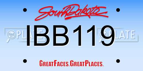 IBB119 South Dakota License Plate