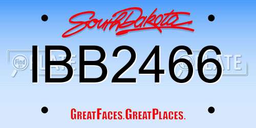 IBB2466 South Dakota License Plate