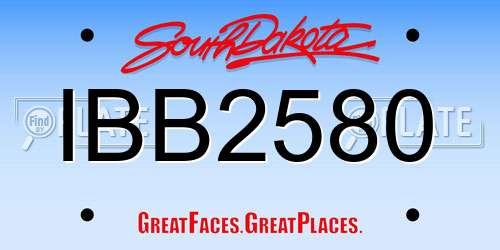 IBB2580 South Dakota License Plate