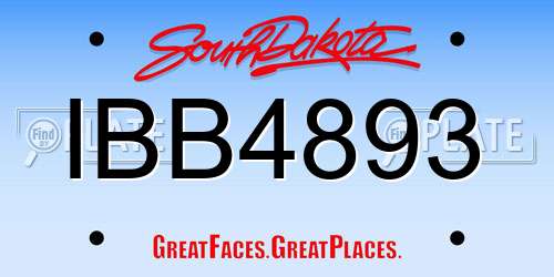 IBB4893 South Dakota License Plate