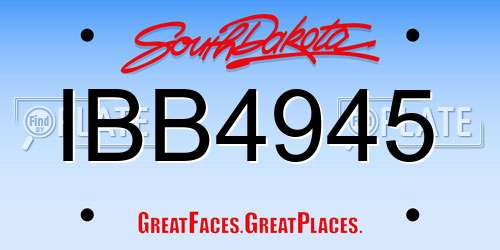 IBB4945 South Dakota License Plate