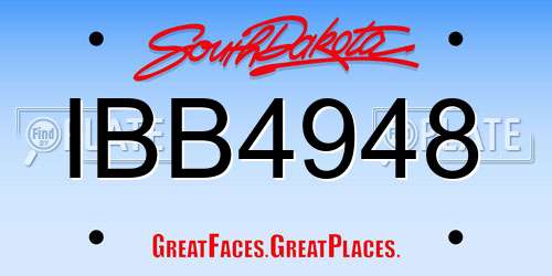 IBB4948 South Dakota License Plate