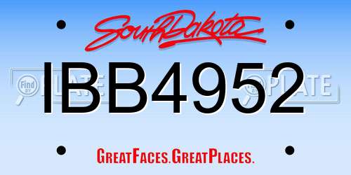 IBB4952 South Dakota License Plate