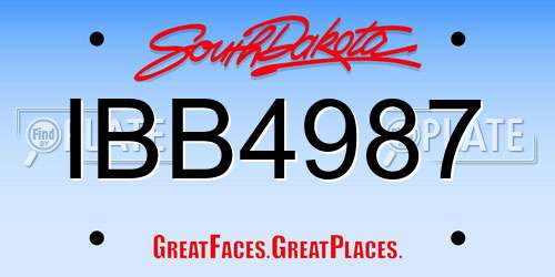 IBB4987 South Dakota License Plate