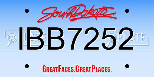IBB7252 South Dakota License Plate