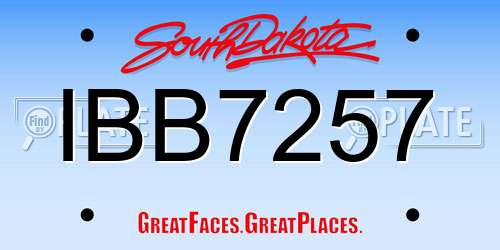 IBB7257 South Dakota License Plate