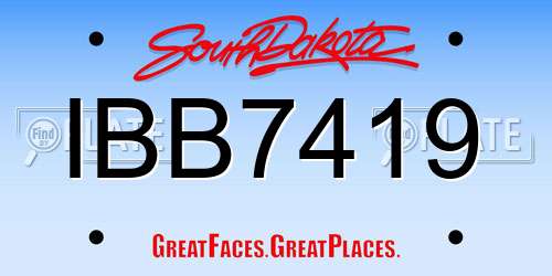 IBB7419 South Dakota License Plate