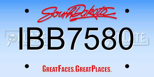IBB7580 South Dakota License Plate