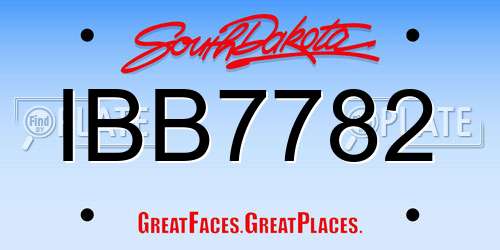 IBB7782 South Dakota License Plate