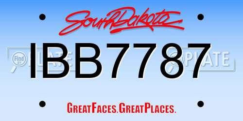 IBB7787 South Dakota License Plate