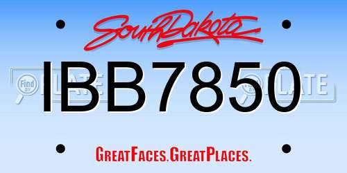 IBB7850 South Dakota License Plate