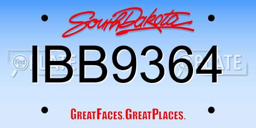 IBB9364 South Dakota License Plate