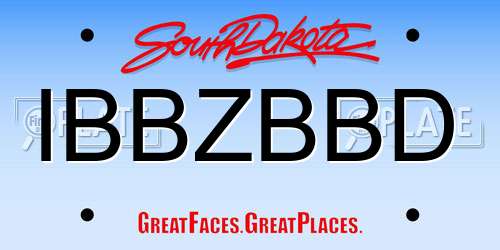 IBBZBBD South Dakota License Plate