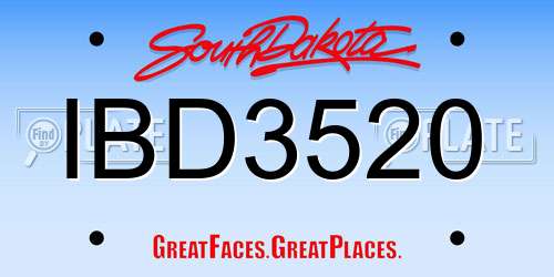 IBD3520 South Dakota License Plate