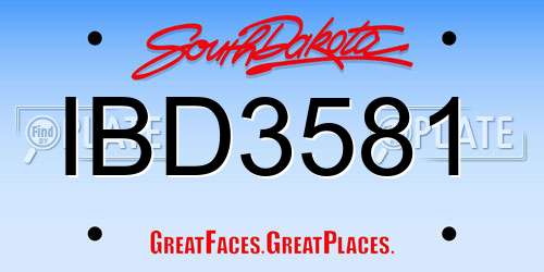 IBD3581 South Dakota License Plate