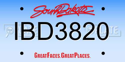 IBD3820 South Dakota License Plate