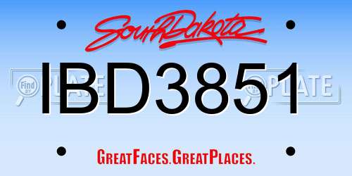 IBD3851 South Dakota License Plate