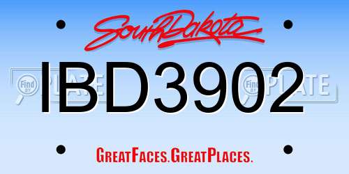 IBD3902 South Dakota License Plate