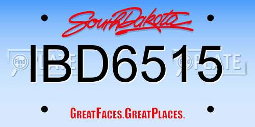 IBD6515 South Dakota License Plate