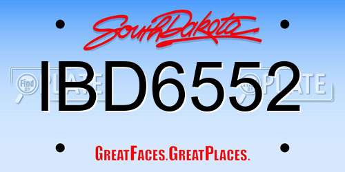 IBD6552 South Dakota License Plate