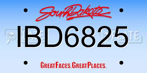 IBD6825 South Dakota License Plate