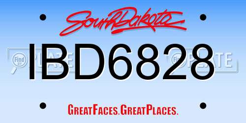 IBD6828 South Dakota License Plate