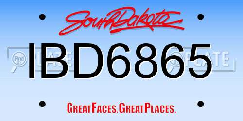 IBD6865 South Dakota License Plate