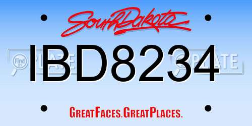 IBD8234 South Dakota License Plate