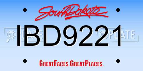 IBD9221 South Dakota License Plate