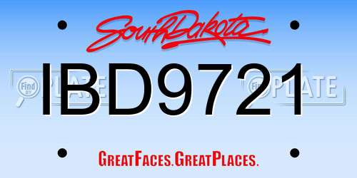 IBD9721 South Dakota License Plate